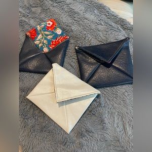 Three handmade faux leather envelopes